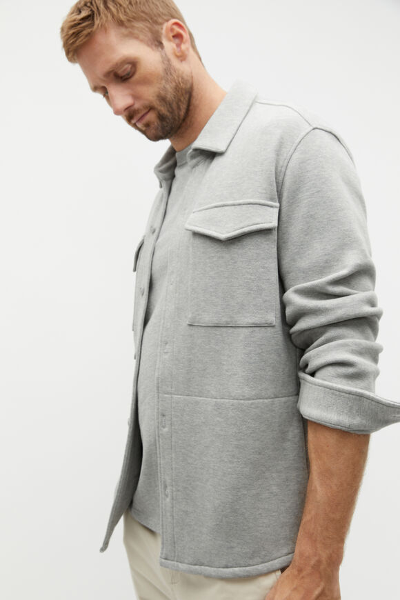 Pique Knit Overshirt  Silver Marle  hi-res