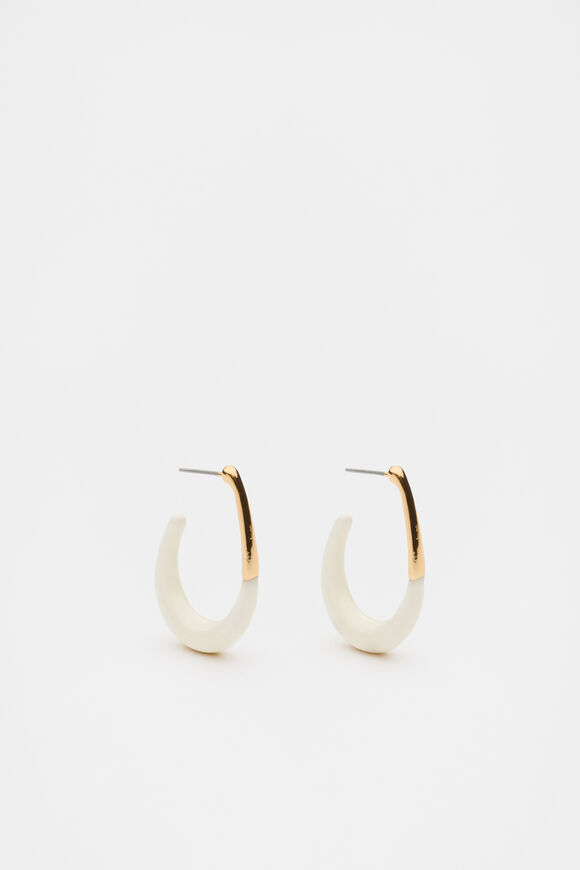 Enamel Teardrop Hoop  Coconut Cream  hi-res