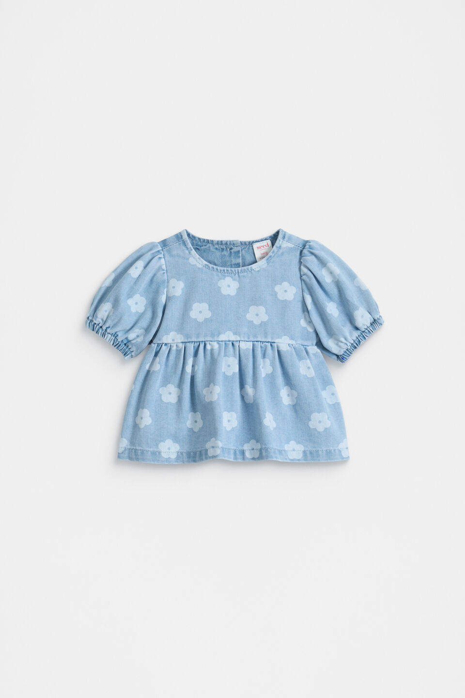 Floral Denim Top  Light Wash