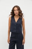 Linen V Neck Button Shell  Twilight Blue  hi-res