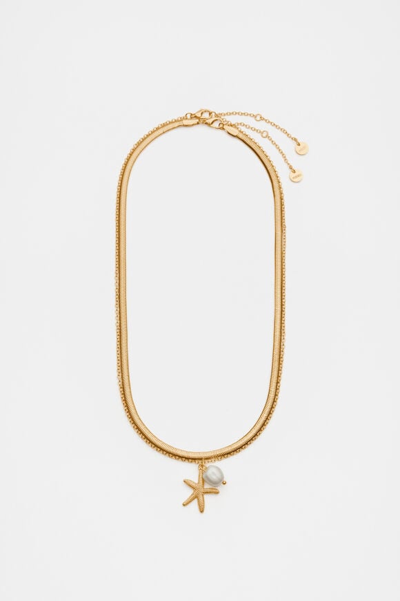 Starfish Pendant Necklace  Gold  hi-res