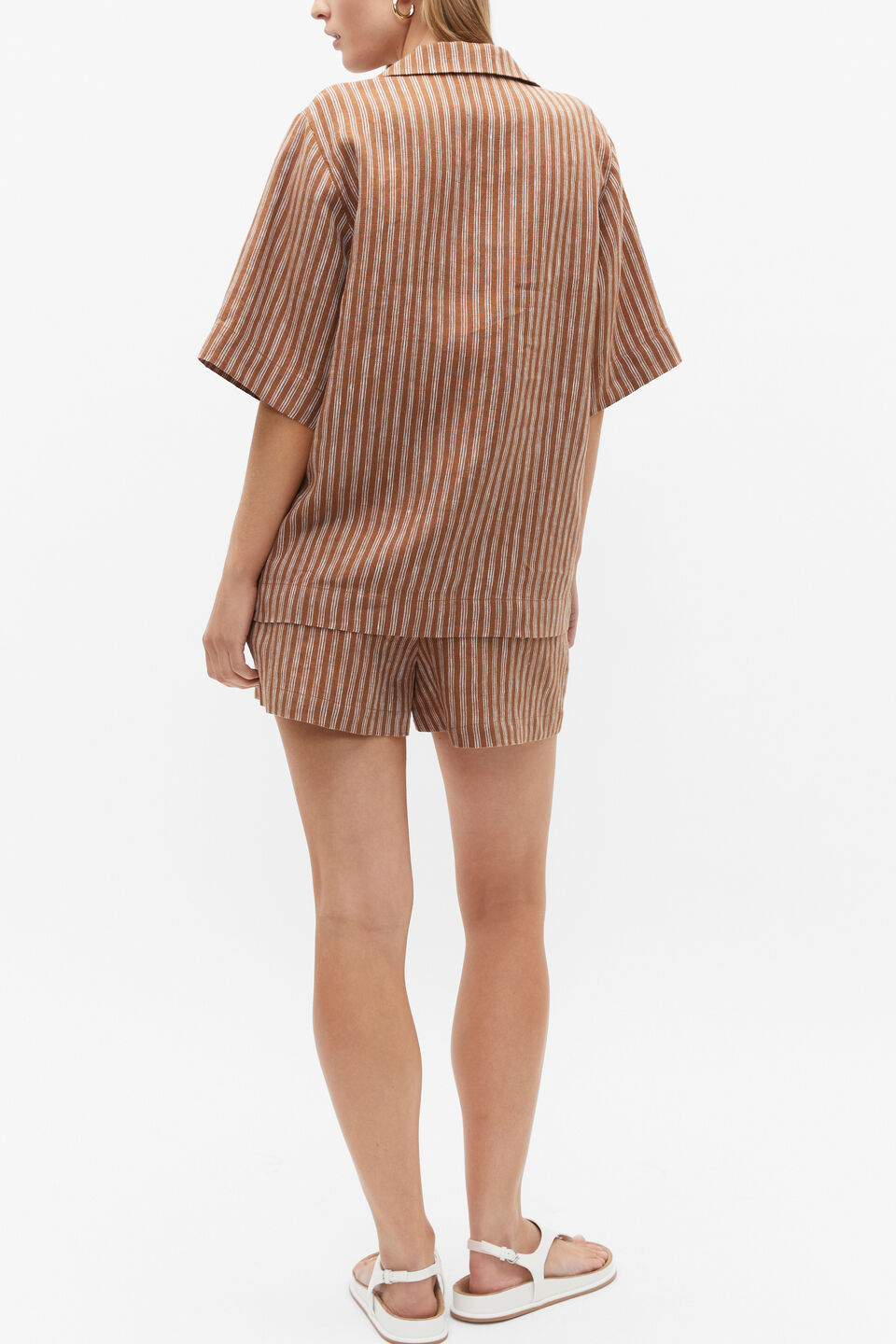 Oversize Short Sleeve Shirt  Cinnamon Spice Stripe