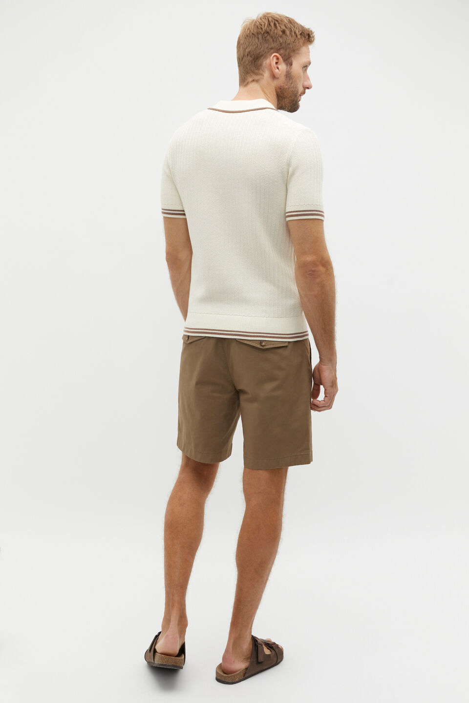 Braided Knit Polo  Ivory