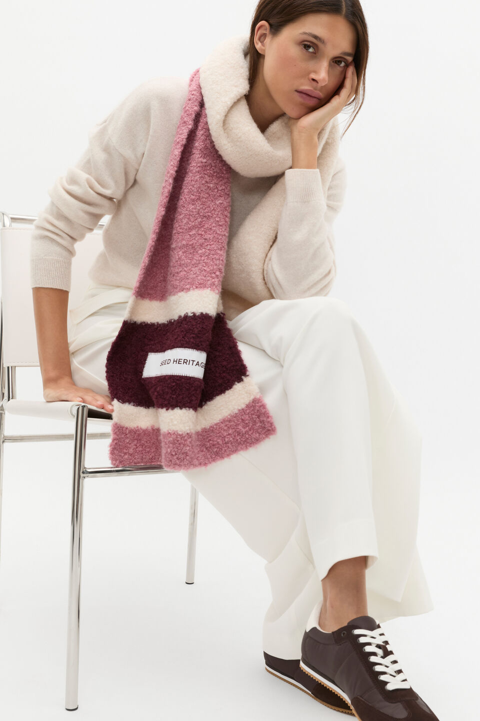 Colour Block Scarf  Mauve