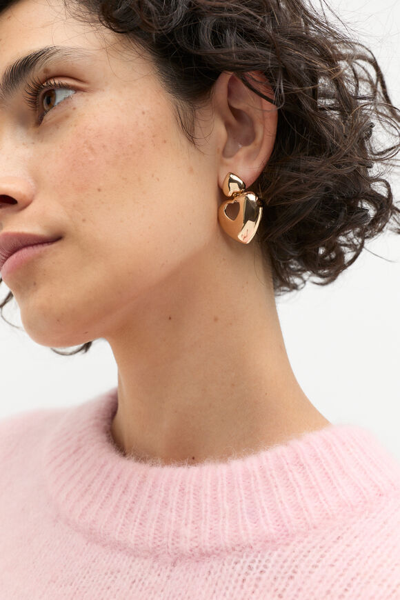 Statement Heart Earring  Gold  hi-res