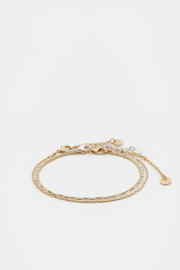 Triple Chain Bracelet  Gold Silver  hi-res