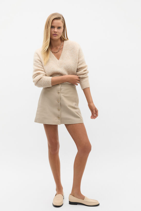  Lofty V Neck Slouch Knit  Latte Marle  hi-res