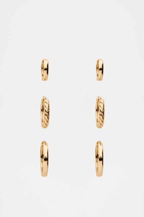 Textured Huggie Ear Pack  Gold  hi-res