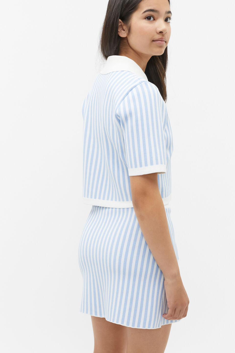 Stripe Knit Skirt  Sky Blue