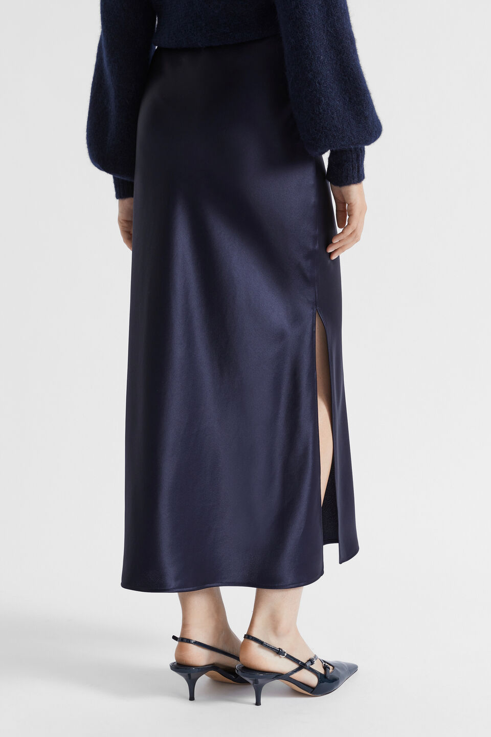 Satin Maxi Slip Skirt  Midnight Sky