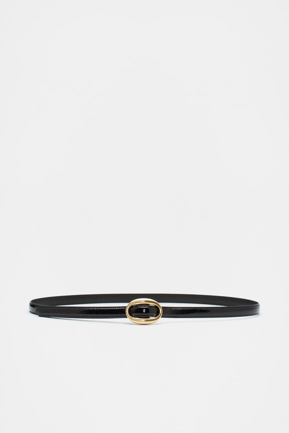 Carmen Oval Buckle Belt  Black Patent  hi-res