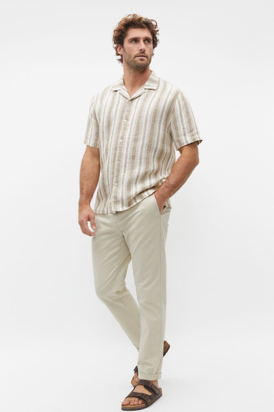 Stripe Linen Shirt  Sepia Multi