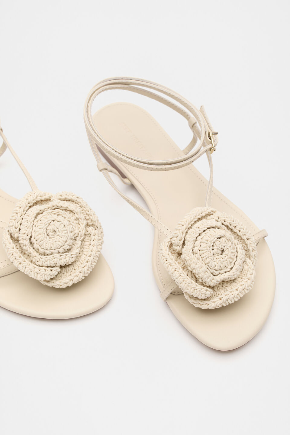Ava Crochet Flower Sandal  Stone