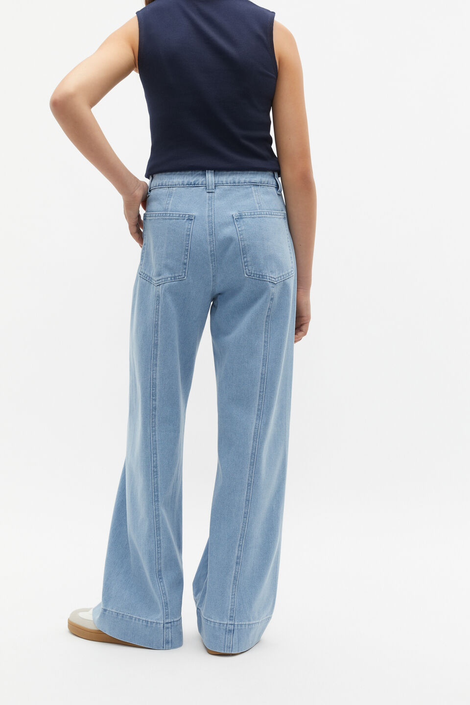 Wide Leg Jean  Clean Blue Wash