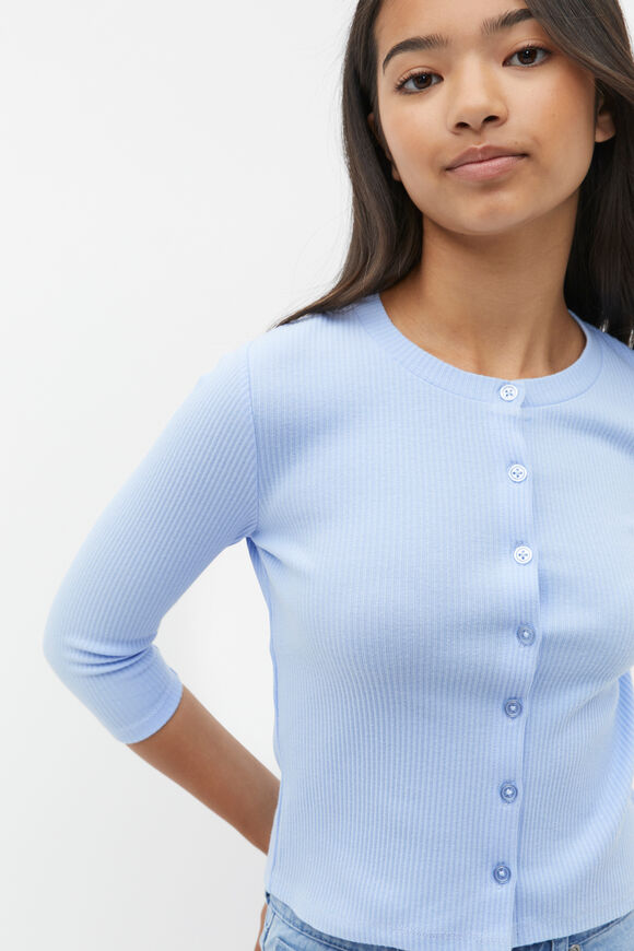 Button Up Rib Tee  Blue Jay  hi-res