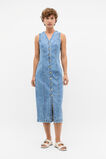 Denim Button Through Midi Dress  Mist Blue Wash  hi-res