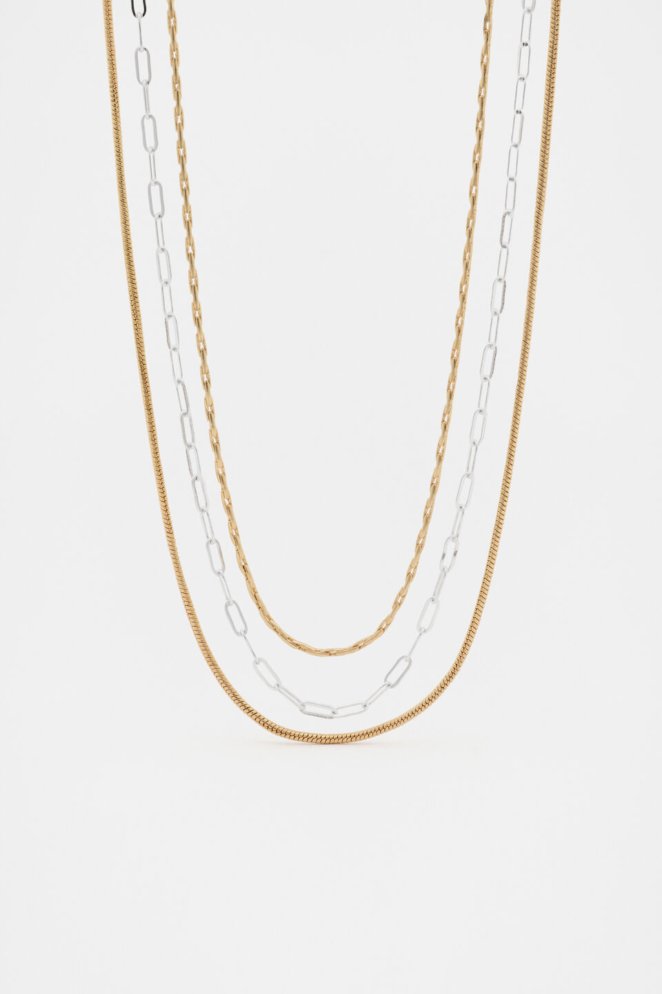 Triple Chain Necklace  Gold Silver