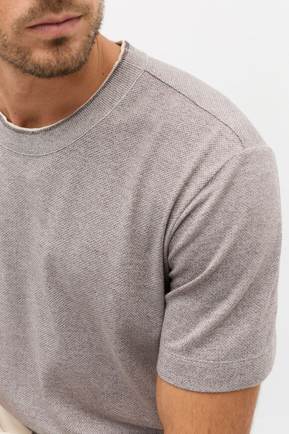 Tipped Collar Tee  Pale Mocha Marle  hi-res