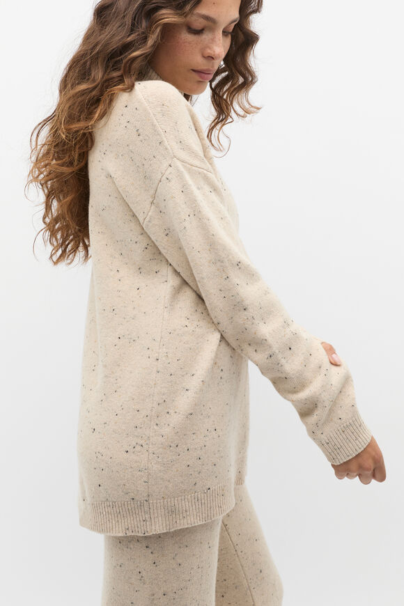 Fleck Mock Neck Slouch Knit  Latte Fleck  hi-res
