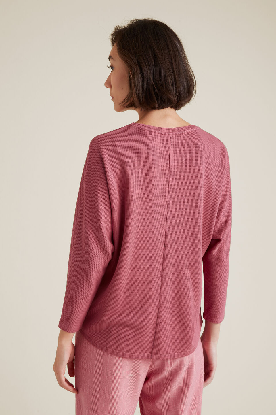 3/4 Sleeve Waffle Top  