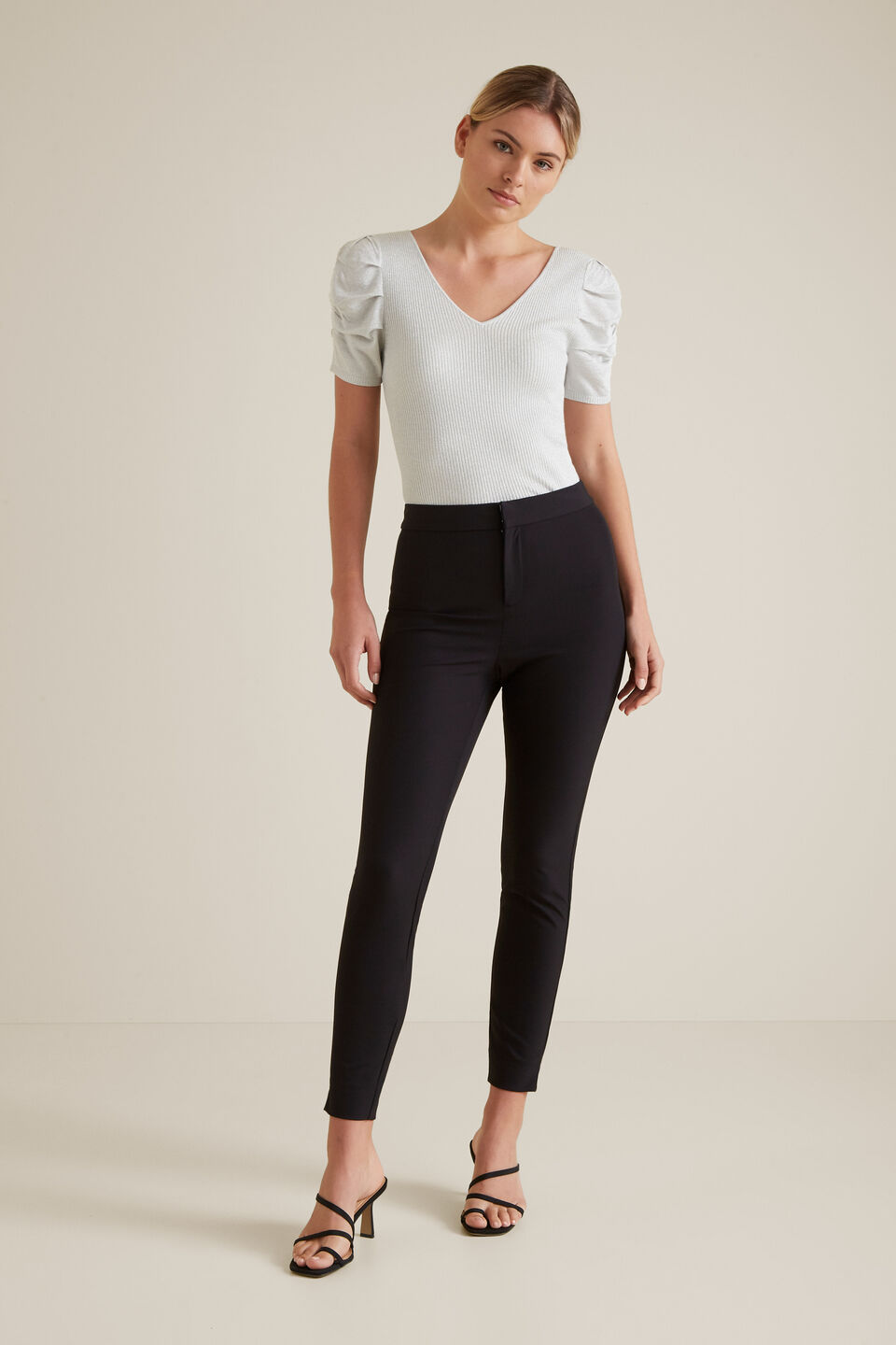 Puff Sleeve Metallic Knit  