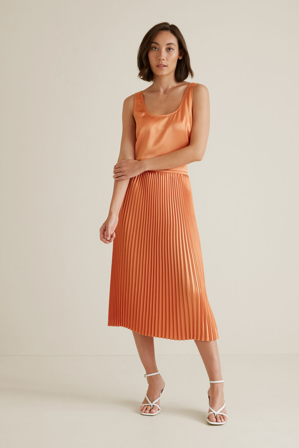 Pleat Midi Skirt  