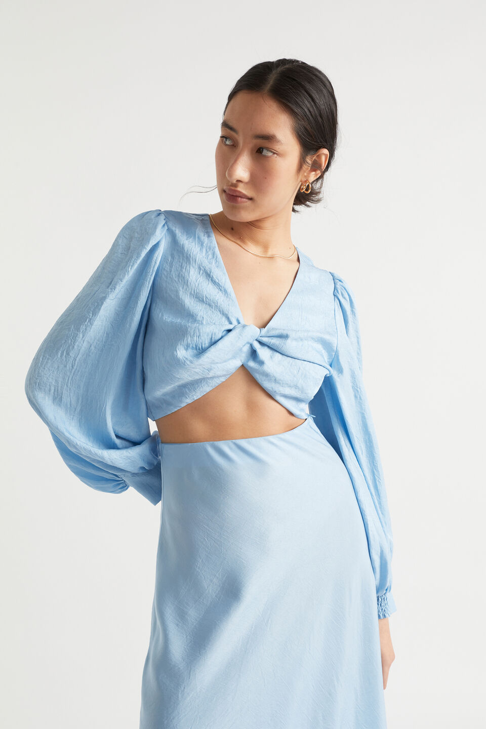 Satin Twist Top  Bluebell