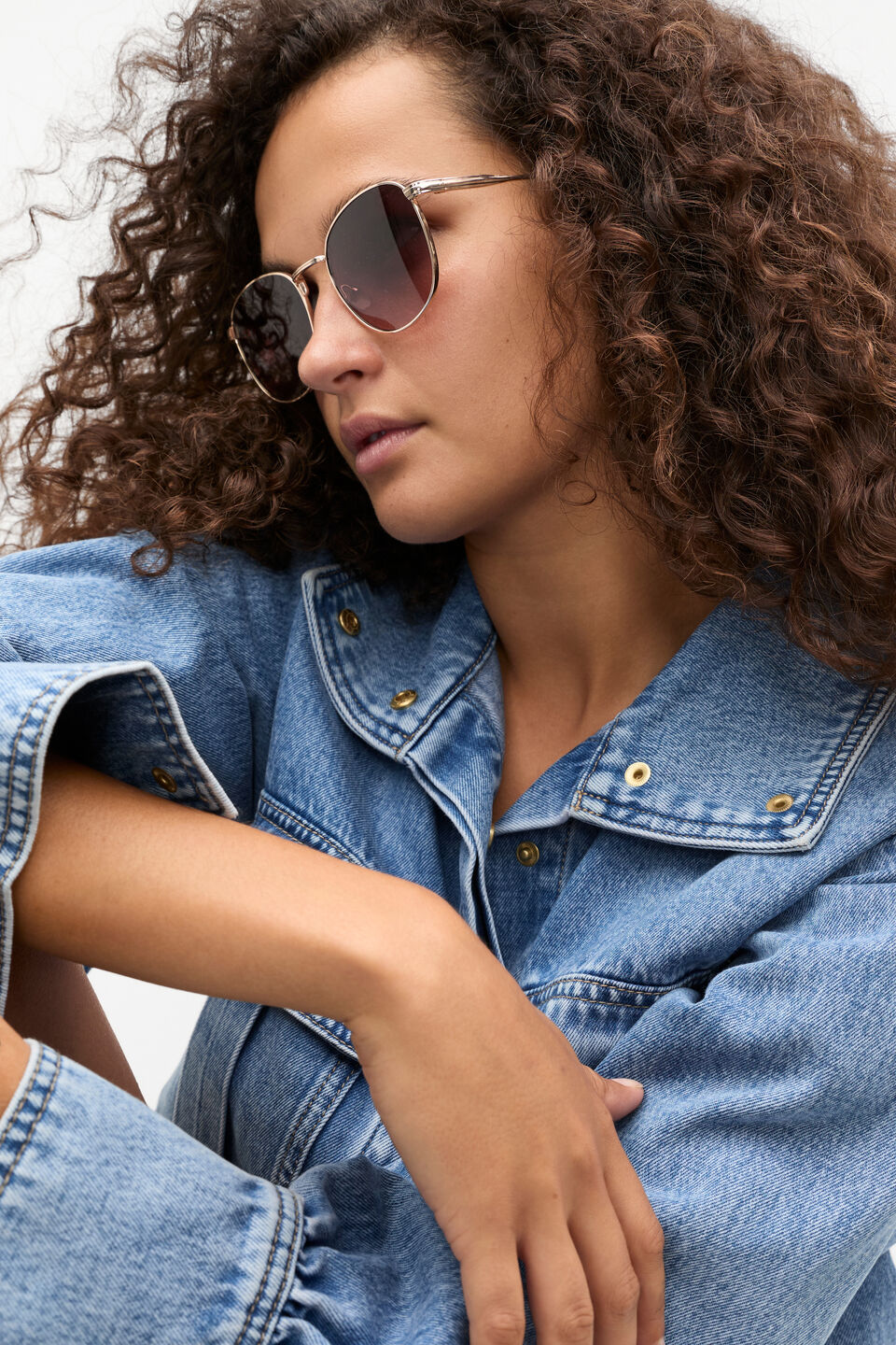 Ava Metal Sunglasses  Gold