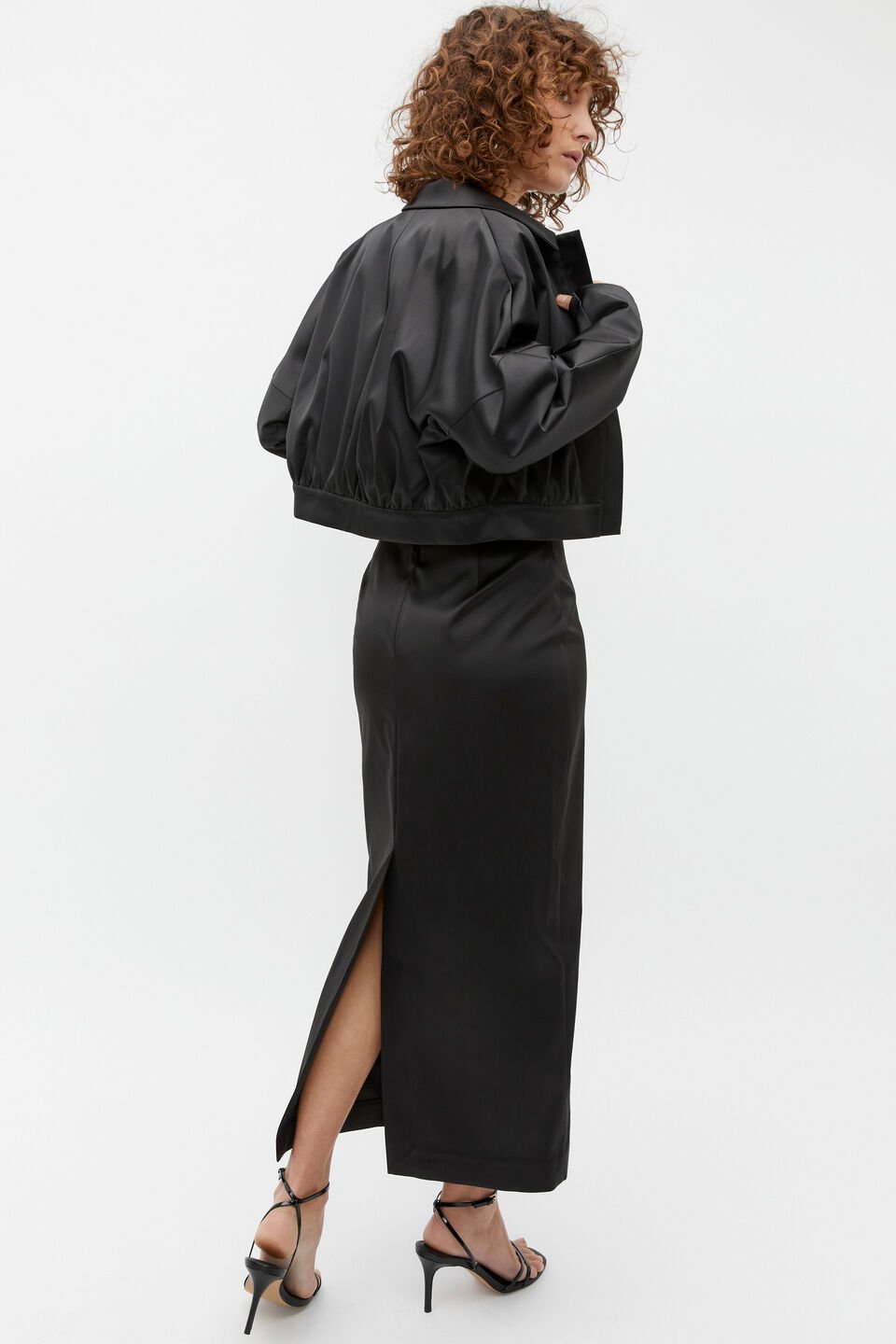 Sateen Bomber Jacket  Black