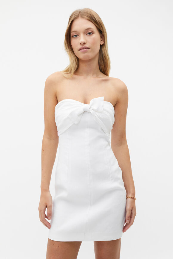 Tie Front Strapless Mini Dress  Whisper White  hi-res