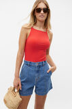 Square Neck Rib Tank  Strawberry Red  hi-res