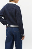 Cable Collar Knit Sweater  New Navy  hi-res