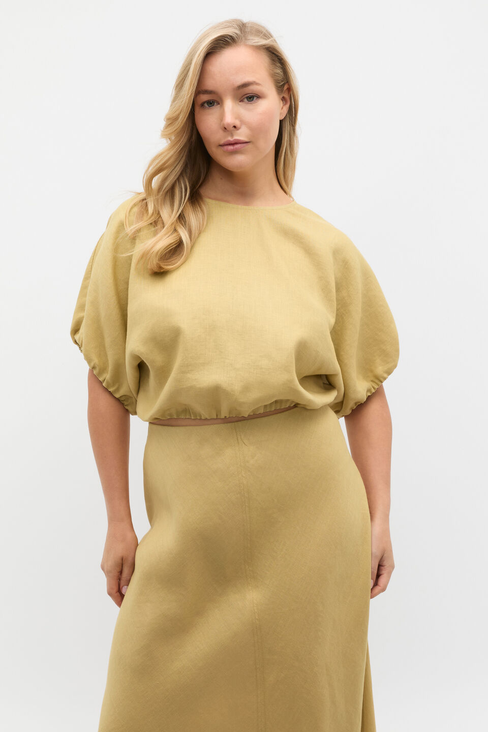 Core Linen Seam Front Skirt  Honey