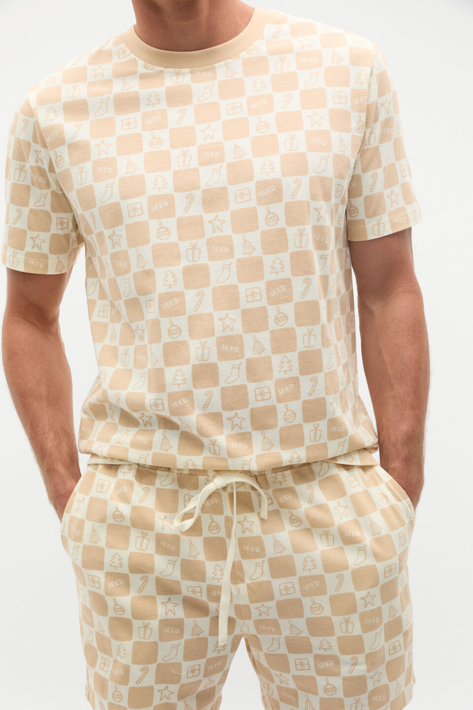 Christmas Check Pyjama  Ecru