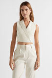 Wrap Tie Waist Vest  Oyster  hi-res