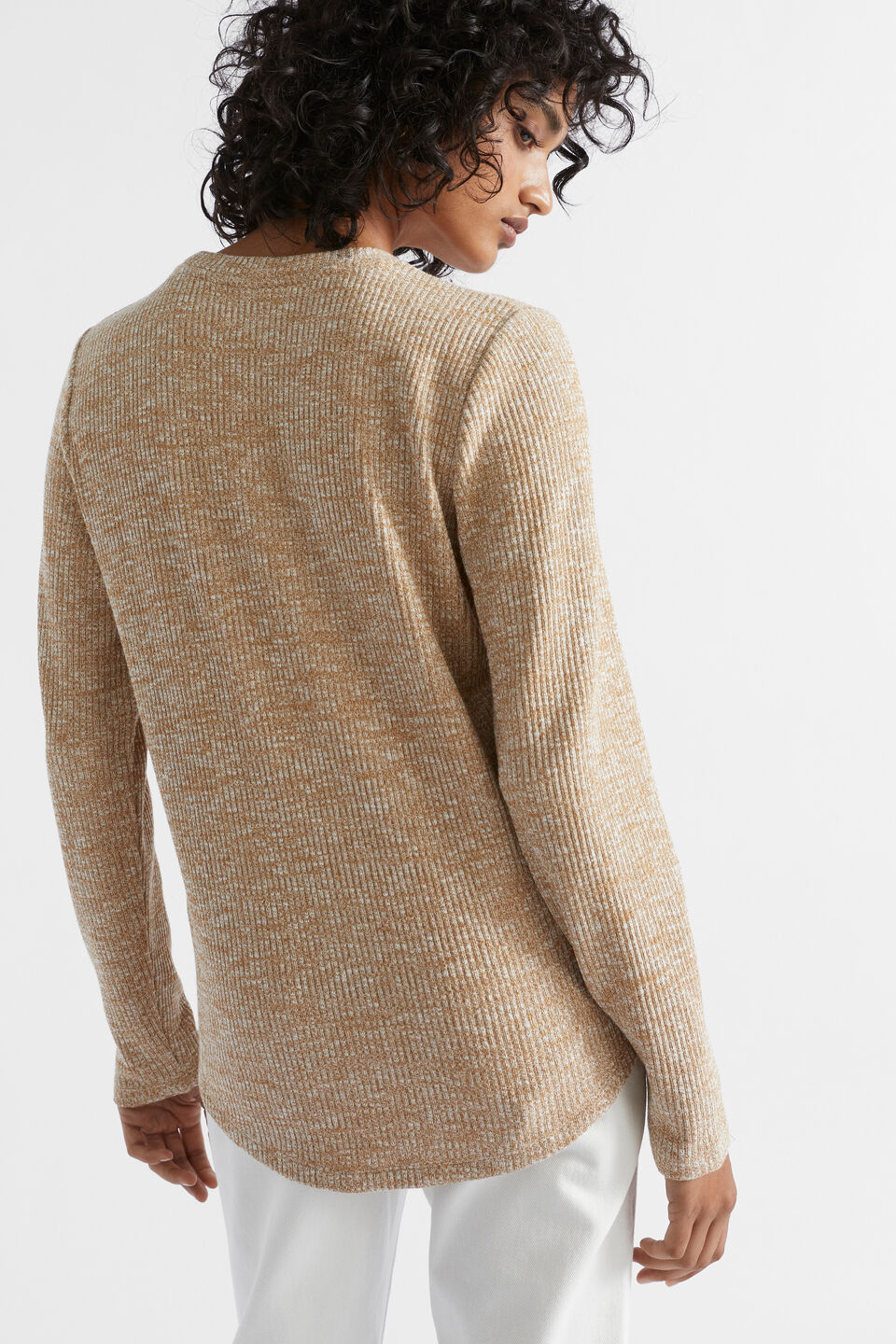 Twist Rib Long Sleeve Top  Honey Gold Twist