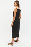 Linen Square Neck Bias Slip Dress  Black  hi-res