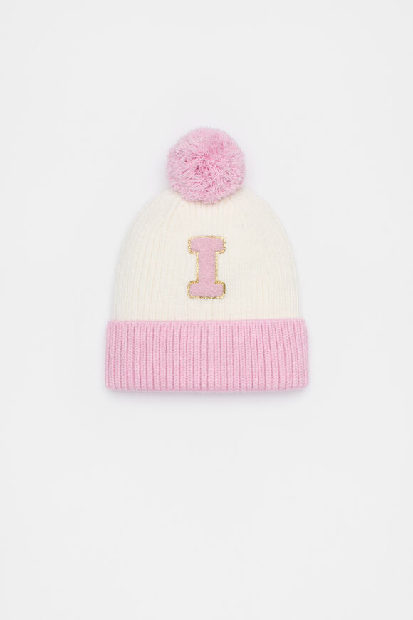 Colourblock Initial Beanie  I  hi-res