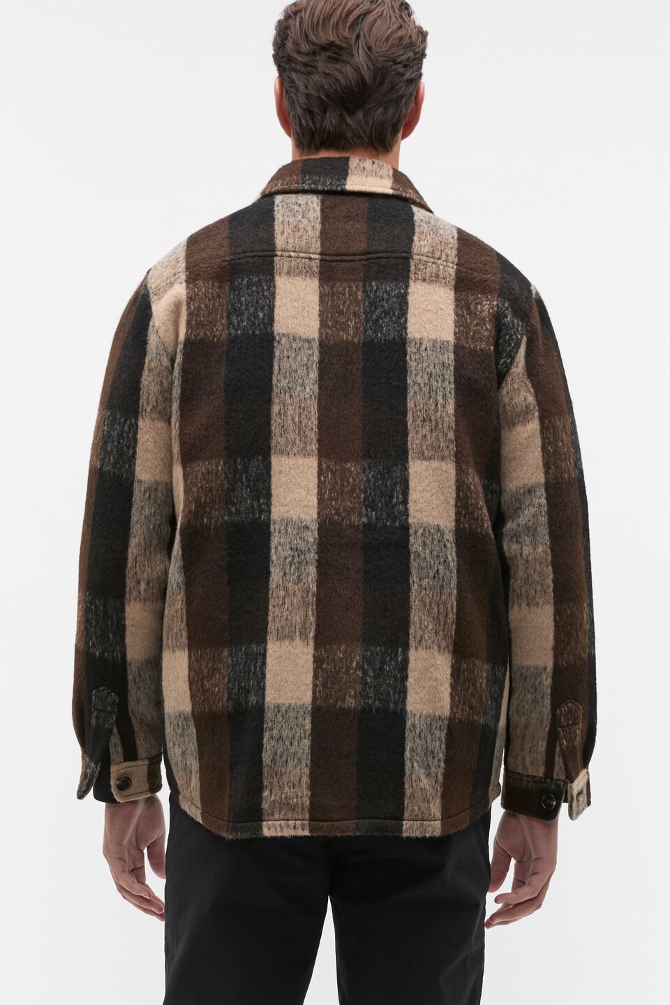 Brushed Check Overshirt  Dark Espresso