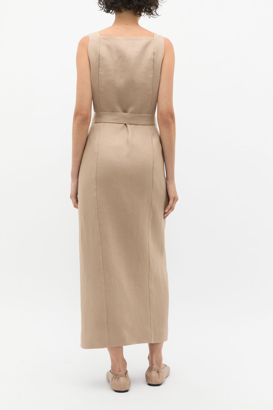 Linen Belted Midi Dress  Cookie