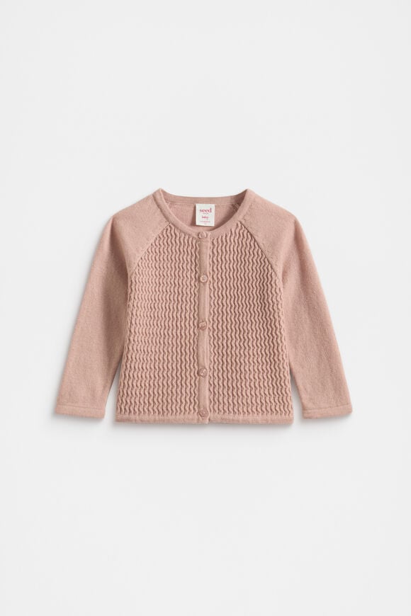 Cable Knit Cardigan  Blush Pink  hi-res