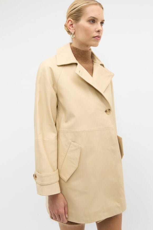 Leather Short Trench Coat  Light Marzipan  hi-res