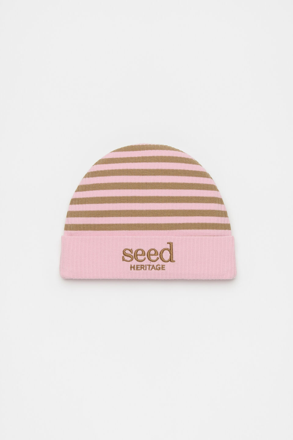 Stripe Logo Beanie  Petal Pink