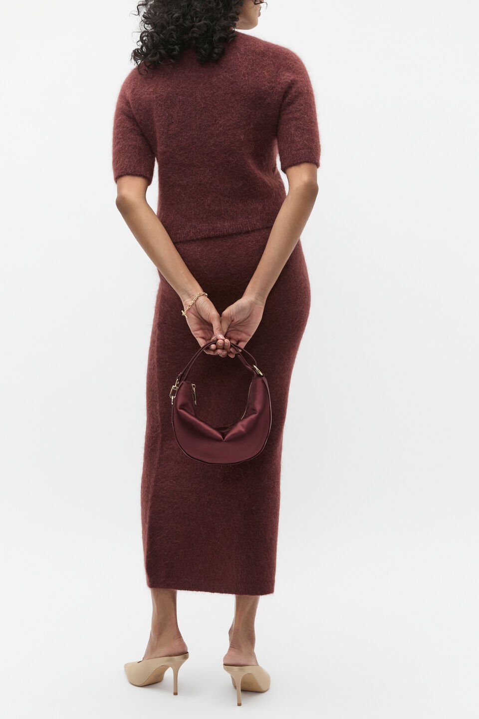 Fluffy Knit Slouch Tee  Merlot