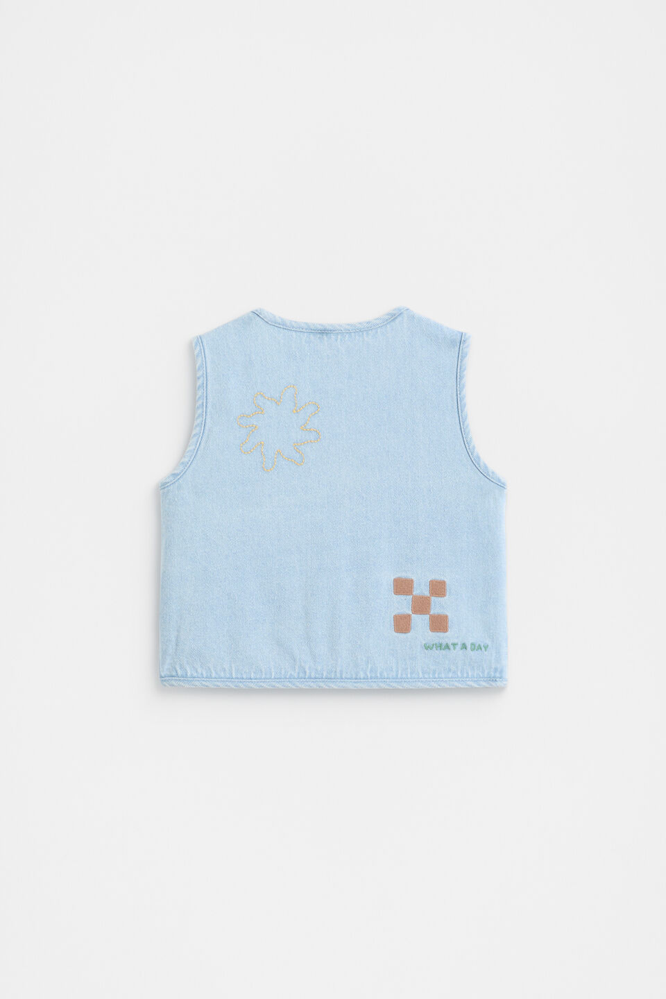 Patched Denim Vest  Light Wash