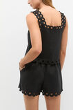 Linen Embroidered Crop Tank  Black  hi-res