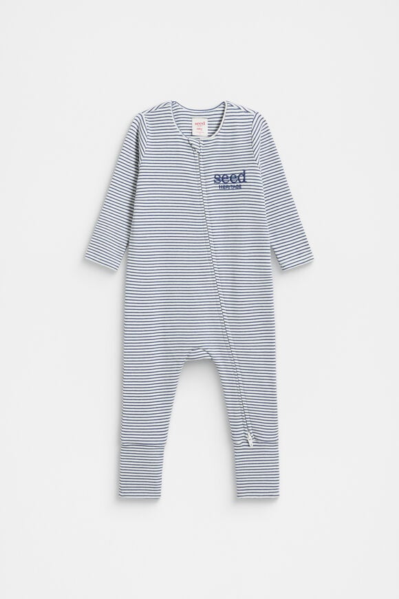 Core Logo Zipsuit  Navy Stripe  hi-res