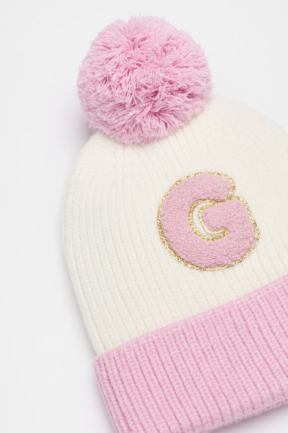 Colourblock Initial Beanie  G  hi-res