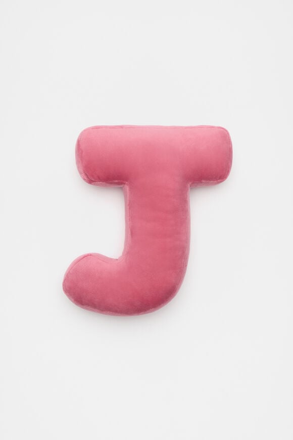 Raspberry Velvet Initial Cushion  J  hi-res