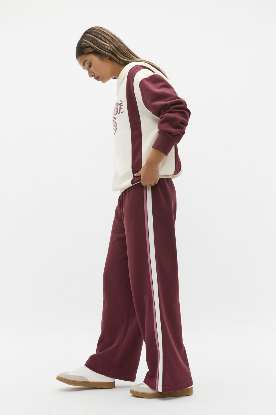 Side Stripe Track Pant  Deep Berry